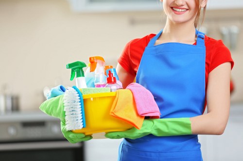 Professional cleaners working in a W8 home interior