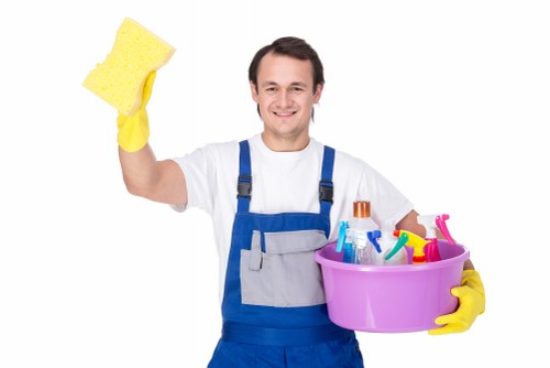 Local cleaner preparing a flat for deep cleaning in W8