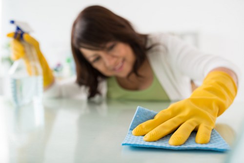 Detailed cleaning in a Kensington W8 apartment living area